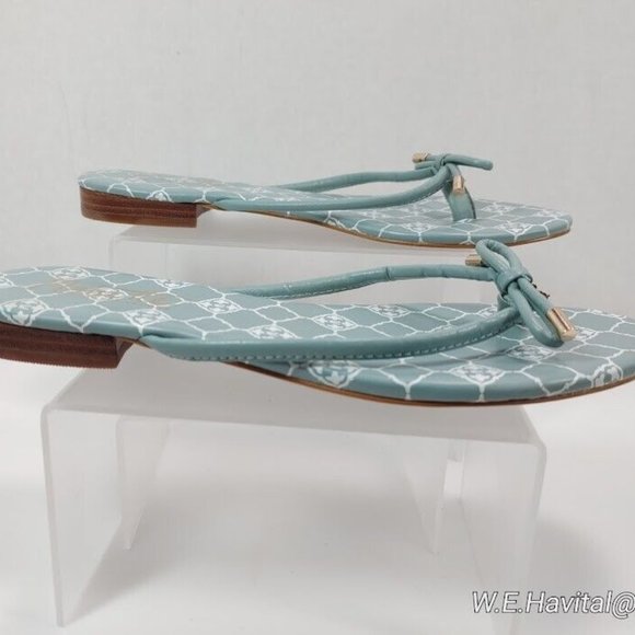 Nanette™by Nanette Lepore® Aqua Signature Melanie Leather Thong Sandals Size 8.5 - Picture 2 of 16